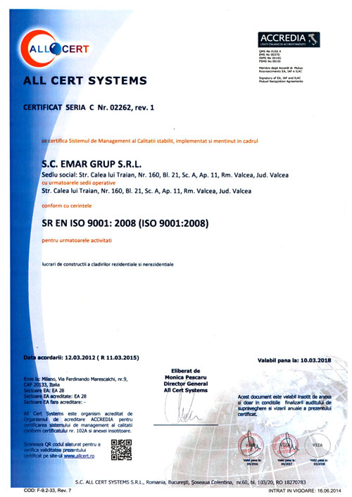 CERTIFICAT ISO 9001:2008
